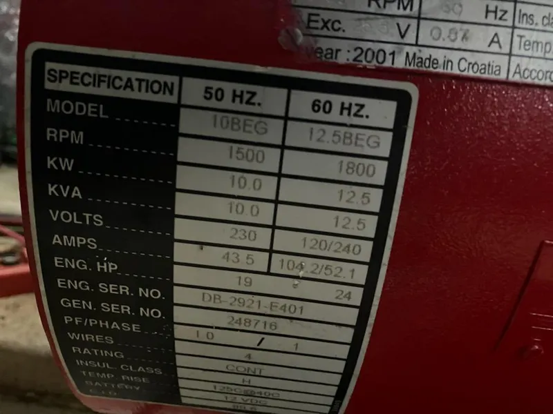 Slide: The Image of 1989 Bluewater Yachts 55' Coastal Cruiser engine specifications label - 7