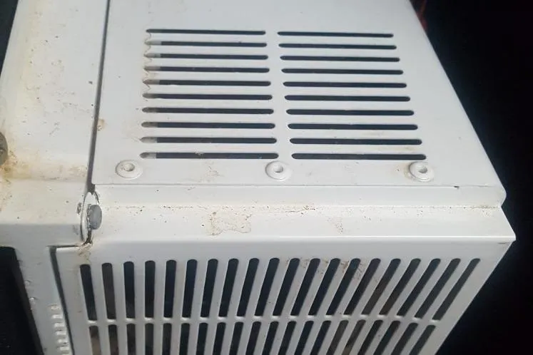 Slide: The Image of White metal vented panel, possibly part of a vintage Hodgdon DOLPHIN 47, 1973 model. - 19