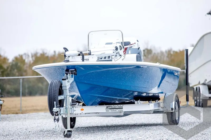 Slide: The Image of 2024 Tidewater 1910 Bay Max boat on a trailer. - 2