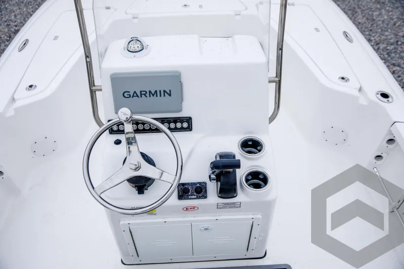 Slide: The Image of 2024 Tidewater 1910 Bay Max boat console with Garmin navigation system. - 28