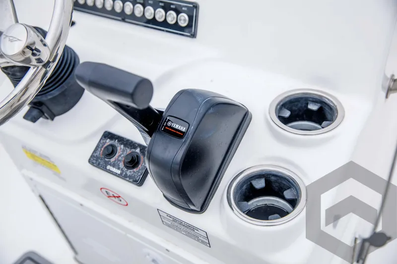 Slide: The Image of Close-up of the control panel on a 2024 Tidewater 1910 Bay Max boat. - 34