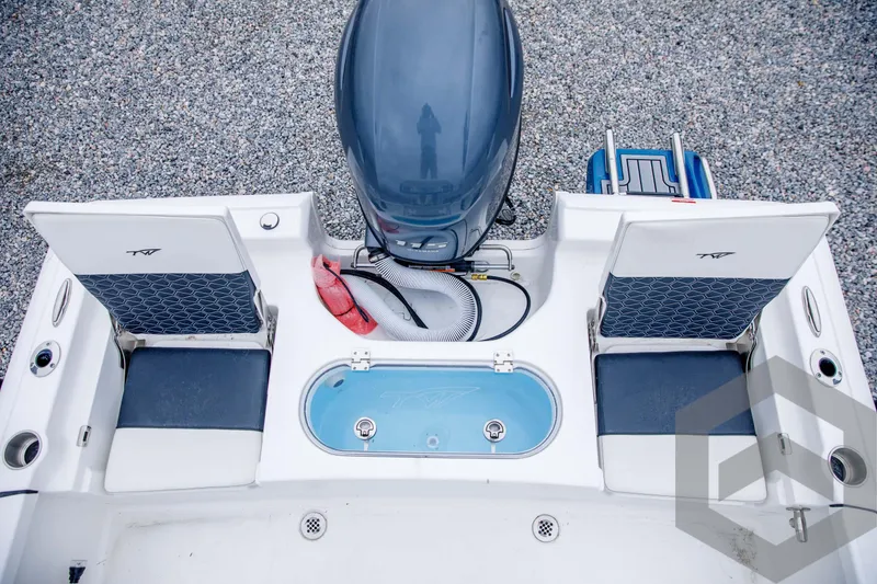 Slide: The Image of 2024 Tidewater 1910 Bay Max boat stern with motor and seating. - 40