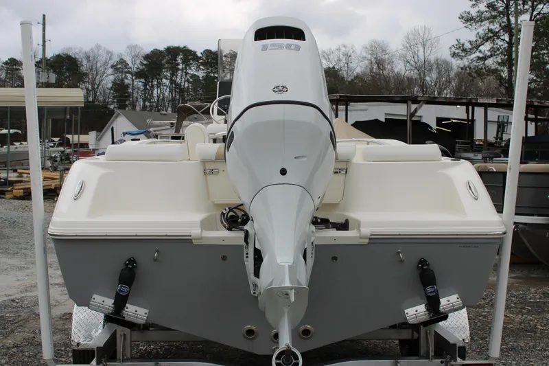 Slide: The Image of 2024 Bulls Bay 200 Center Console boat rear view with outboard motor. - 3