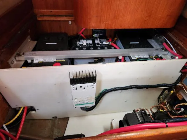 Slide: The Image of Battery compartment of a 1984 Nautor Swan 391 sailboat. - 23