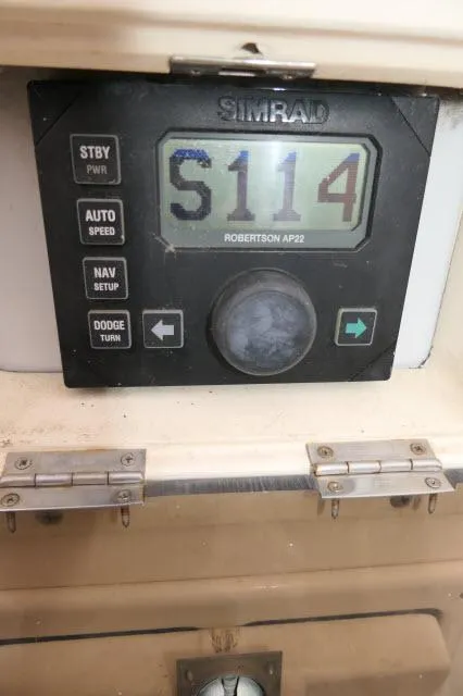 Slide: The Image of Simrad Robertson AP22 autopilot display on 1984 Nautor Swan 391 sailboat. - 42