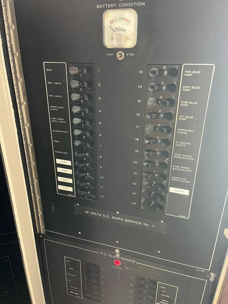Slide: The Image of Electrical panel of a 1986 Hatteras 70' Cockpit Motor Yacht. - 40