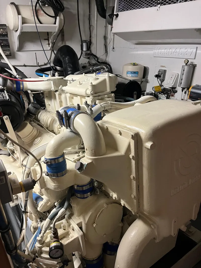 Slide: The Image of Engine room of a 1986 Hatteras 70' Cockpit Motor Yacht. - 48