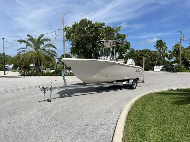 Slide: The Image of 2023 Sea Chaser 22 HFC boat on trailer with Suzuki outboard motor. - 5