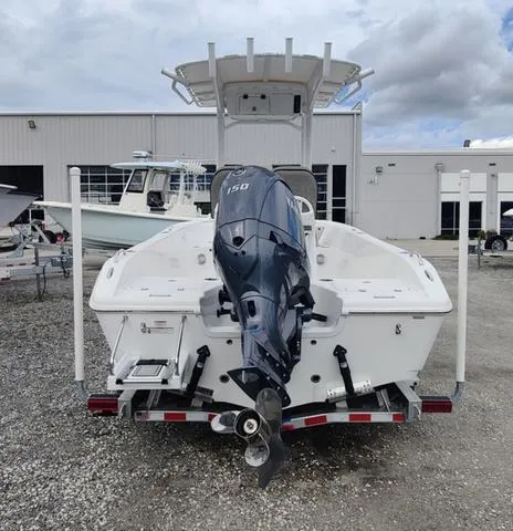 Slide: The Image of 2024 Sea Pro 202 CC boat with outboard motor, rear view. - 8