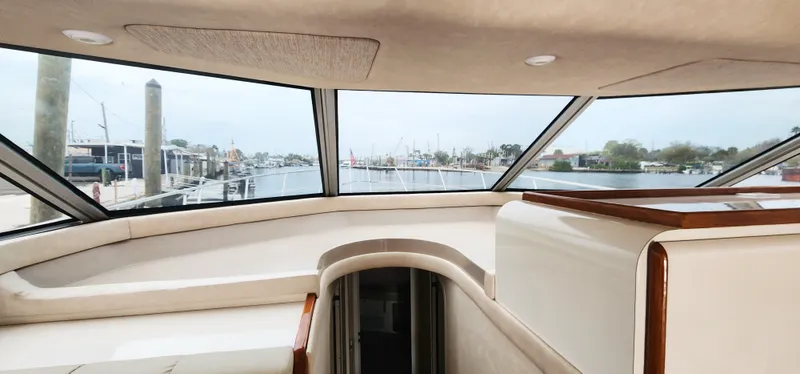 Slide: The Image of Interior view from the helm of a 1997 Sea Ray 550 Sedan Bridge yacht. - 17