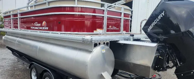 Slide: The Image of 2024 Sun Tracker Party Barge 22 RF XP3 pontoon boat with Mercury engine. - 4