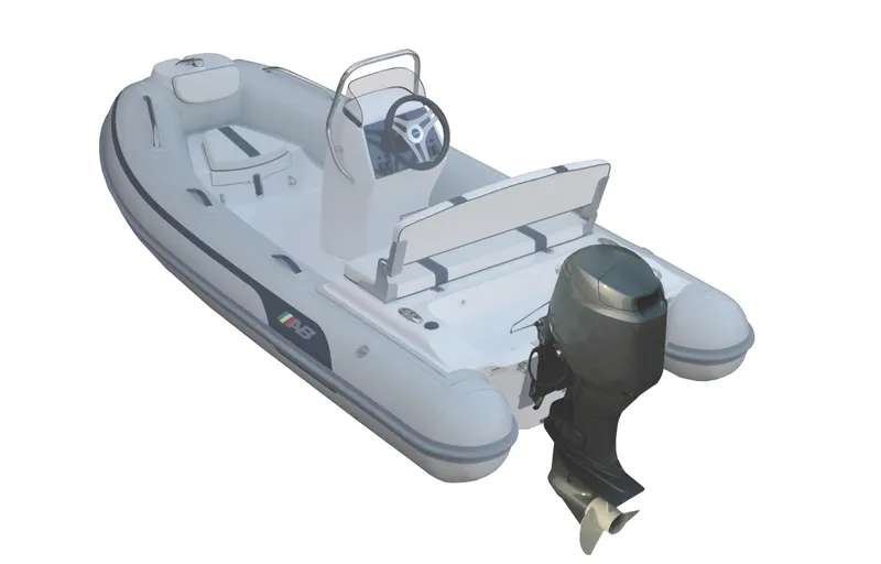 Slide: The Image of 2023 AB Inflatables 12 VST boat with outboard motor. - 0