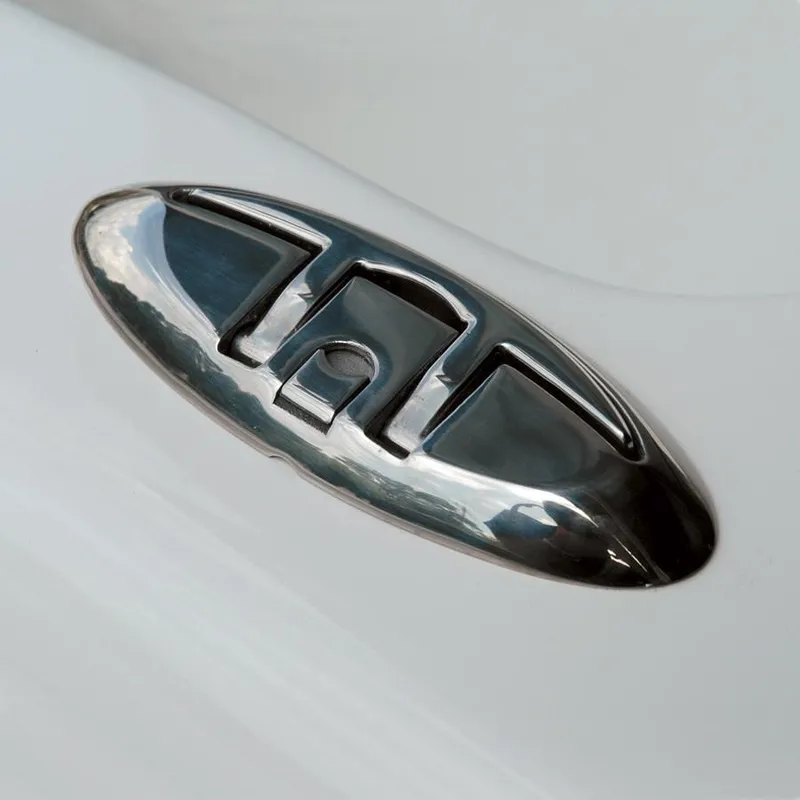 Slide: The Image of Close-up of AB Inflatables 12 VST 2023 model's sleek metallic detail. - 3