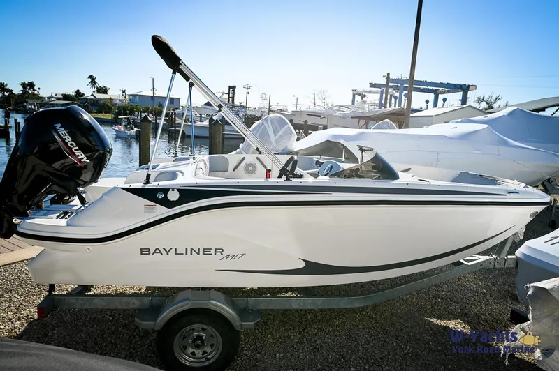 The Image of 2024 Bayliner M17 boat on trailer at marina. - 0