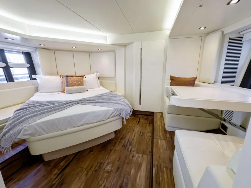 Slide: The Image of Luxurious bedroom interior of 2016 Azimut 55S yacht with modern furnishings. - 39