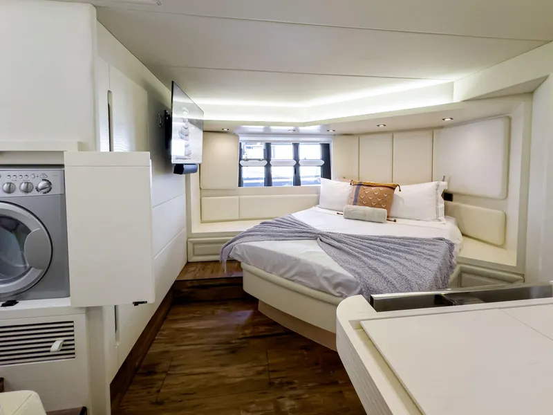 Slide: The Image of Luxurious bedroom interior of 2016 Azimut 55S yacht with modern amenities. - 41