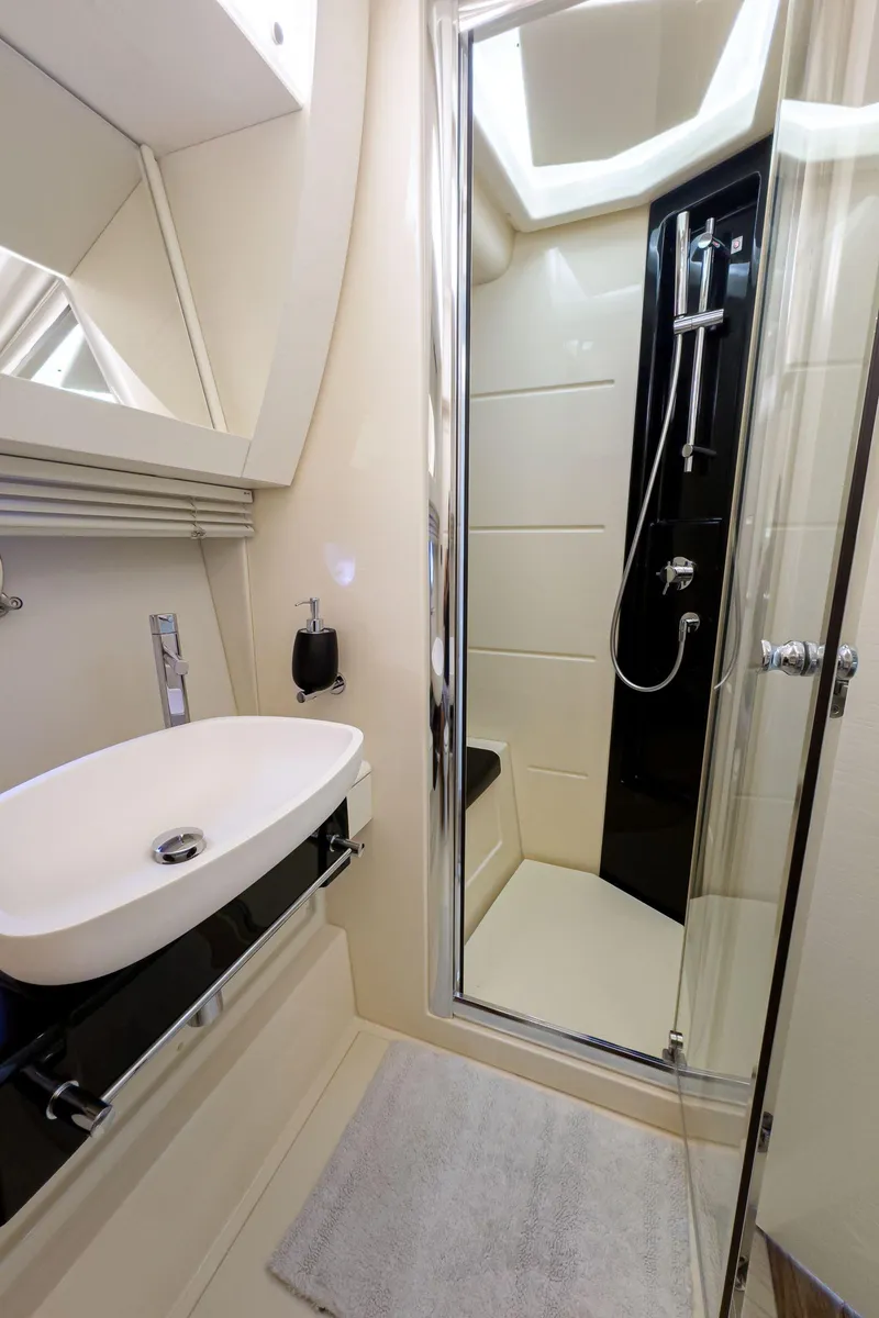 Slide: The Image of Modern bathroom in 2016 Azimut 55S yacht with shower and sink. - 46
