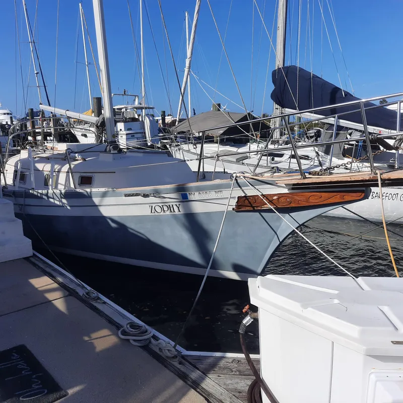 The Image of 1984 Bayfield 32C sailboat named Zophy docked at a marina. - 0