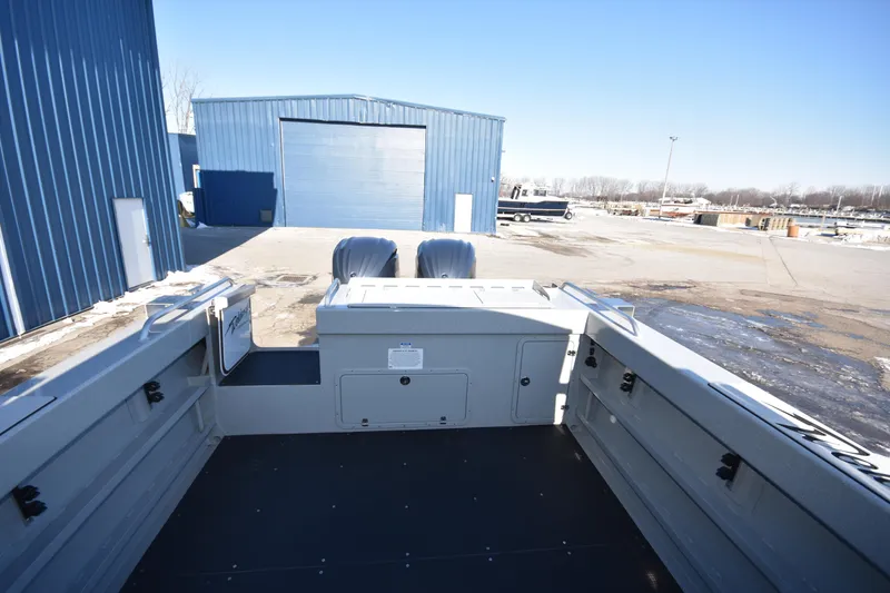 Slide: The Image of 2025 Weldcraft 280 Cuddy King T250XCB boat at a dockyard. - 20