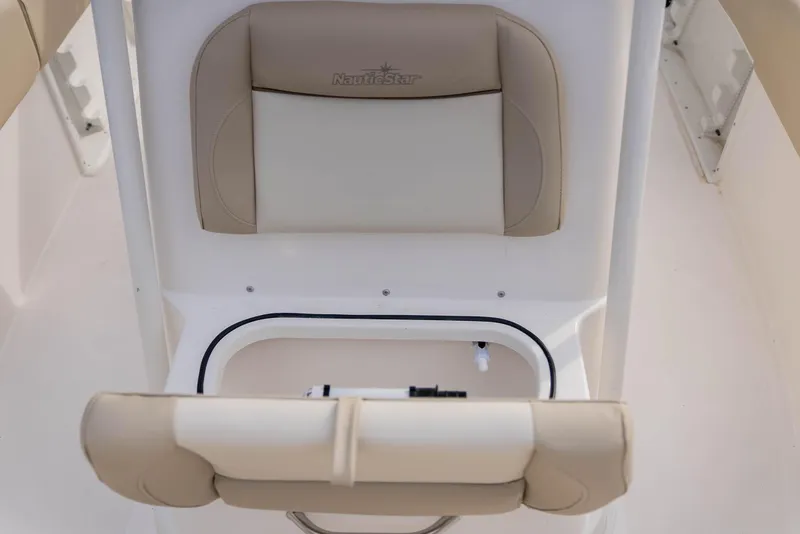 Slide: The Image of 2022 NauticStar 2102 Legacy boat seat with beige and white upholstery. - 13