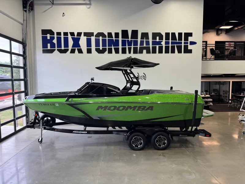 The Image of Green 2021 Moomba Max boat displayed at Buxton Marine. - 1