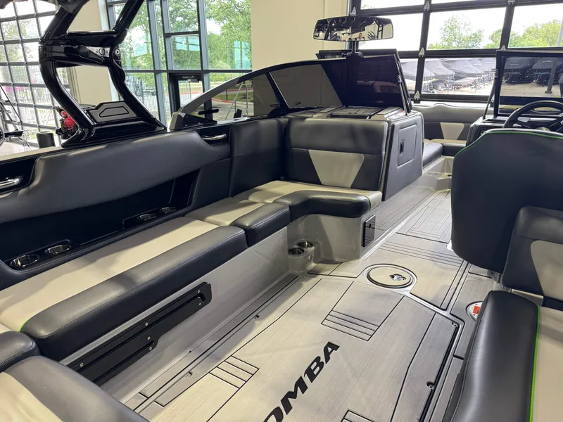 Slide: The Image of Interior of a 2021 Moomba Max boat with modern seating. - 14