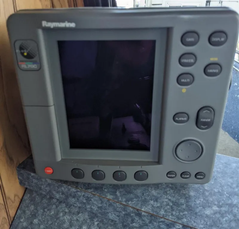 Slide: The Image of Raymarine navigation system on a 2001 Monticello River Yacht. - 54