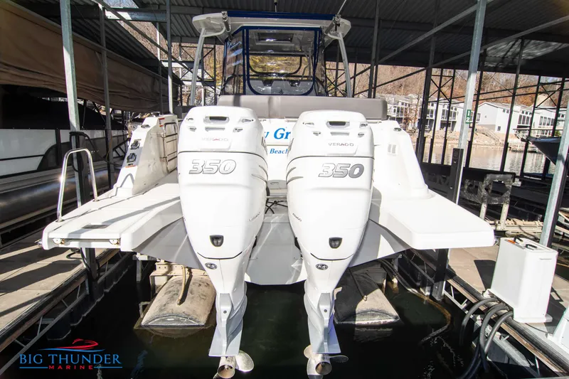 Slide: The Image of 2020 Jeanneau Leader 10.5 with twin 350 engines docked at Big Thunder Marine. - 22