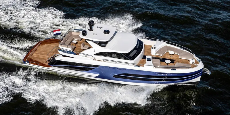Slide: The Image of Van der Valk BeachClub 600 yacht cruising on water, 2025 model. - 1
