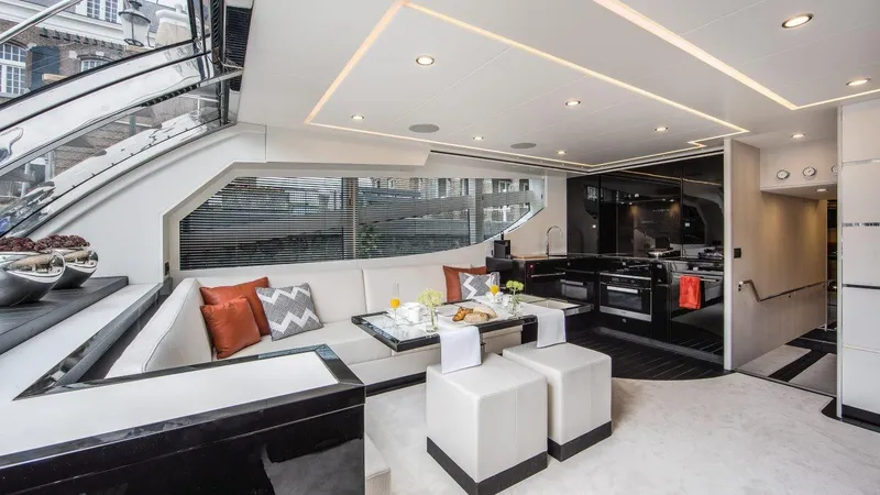 Slide: The Image of Luxurious interior of the 2025 Van der Valk BeachClub 600 yacht with modern furnishings. - 5