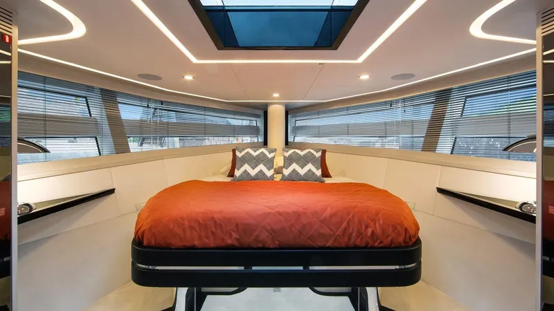 Slide: The Image of Luxurious bedroom interior of 2025 Van der Valk BeachClub 600 yacht with modern design. - 9
