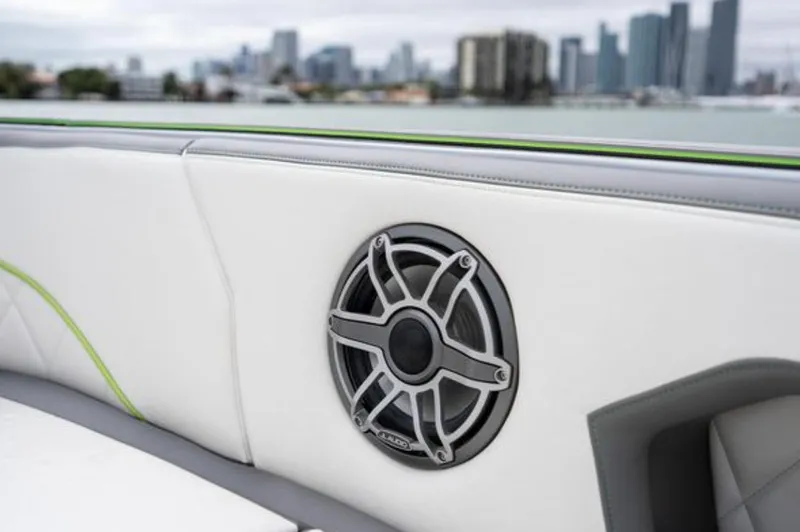 Slide: The Image of Speaker on Deep Impact 399 Sport boat, 2024 model. - 10