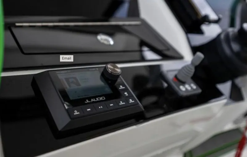 Slide: The Image of JL Audio control on Deep Impact 399 Sport 2024 boat. - 21
