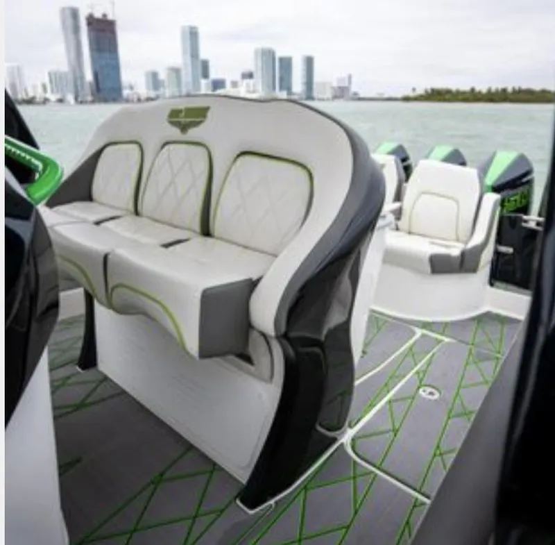 Slide: The Image of Interior of 2024 Deep Impact 399 Sport boat with luxurious seating. - 23