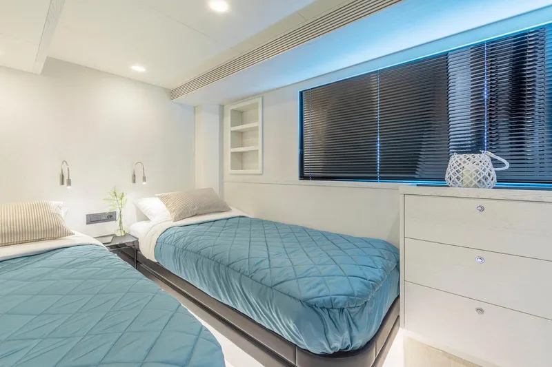 Slide: The Image of Modern twin bedroom in 2025 Van der Valk BeachClub 660 Flybridge yacht. - 16