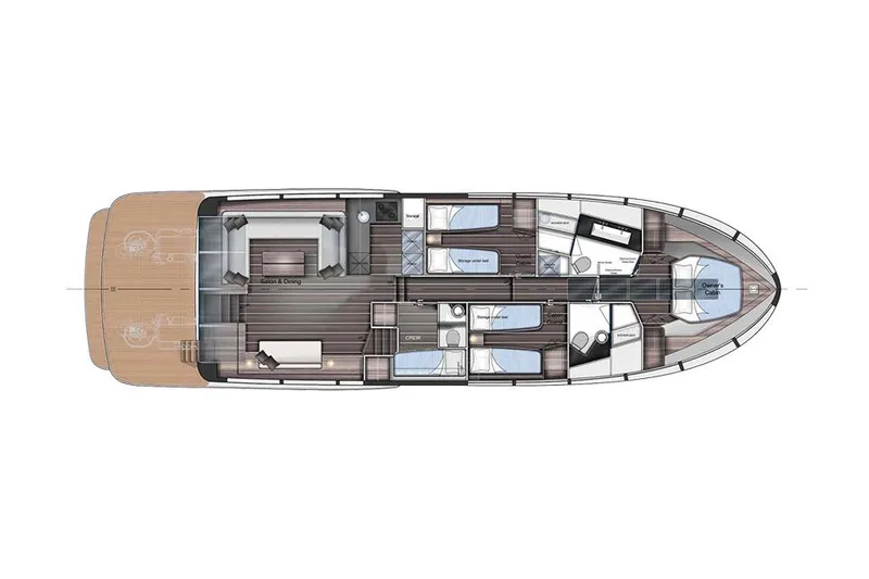 Slide: The Image of Floor plan of the 2025 Van der Valk BeachClub 660 Flybridge yacht. - 20