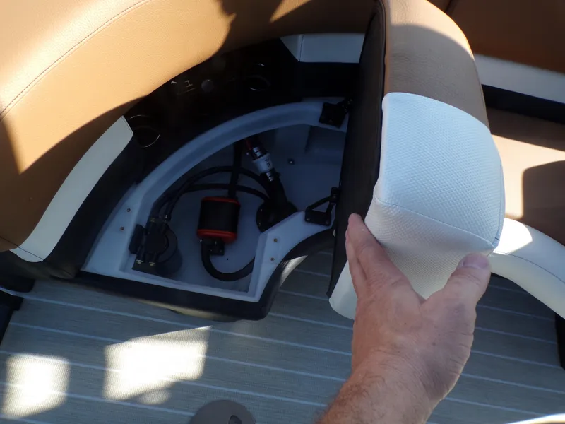 Slide: The Image of 2024 Trifecta 23 RF SS With Arch boat storage compartment under seat. - 22