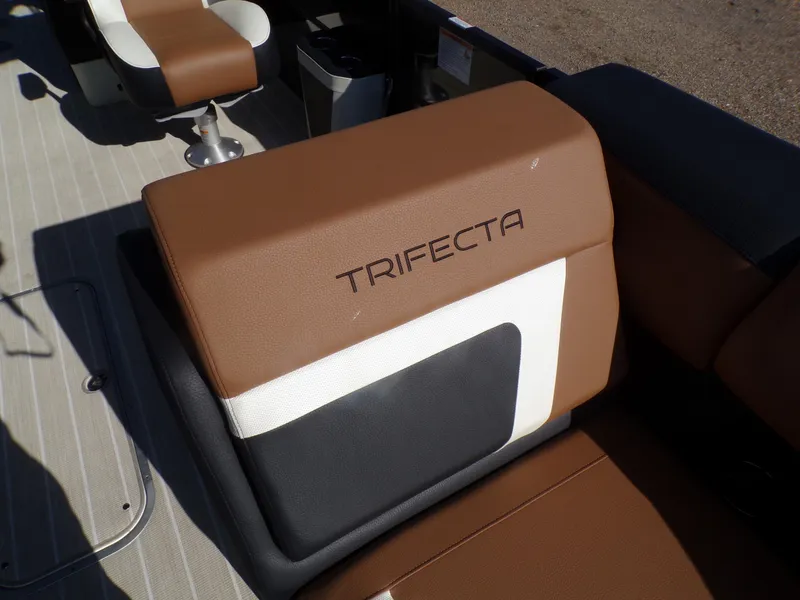 Slide: The Image of 2024 Trifecta 23 RF SS With Arch boat seat in brown, white, and black. - 46