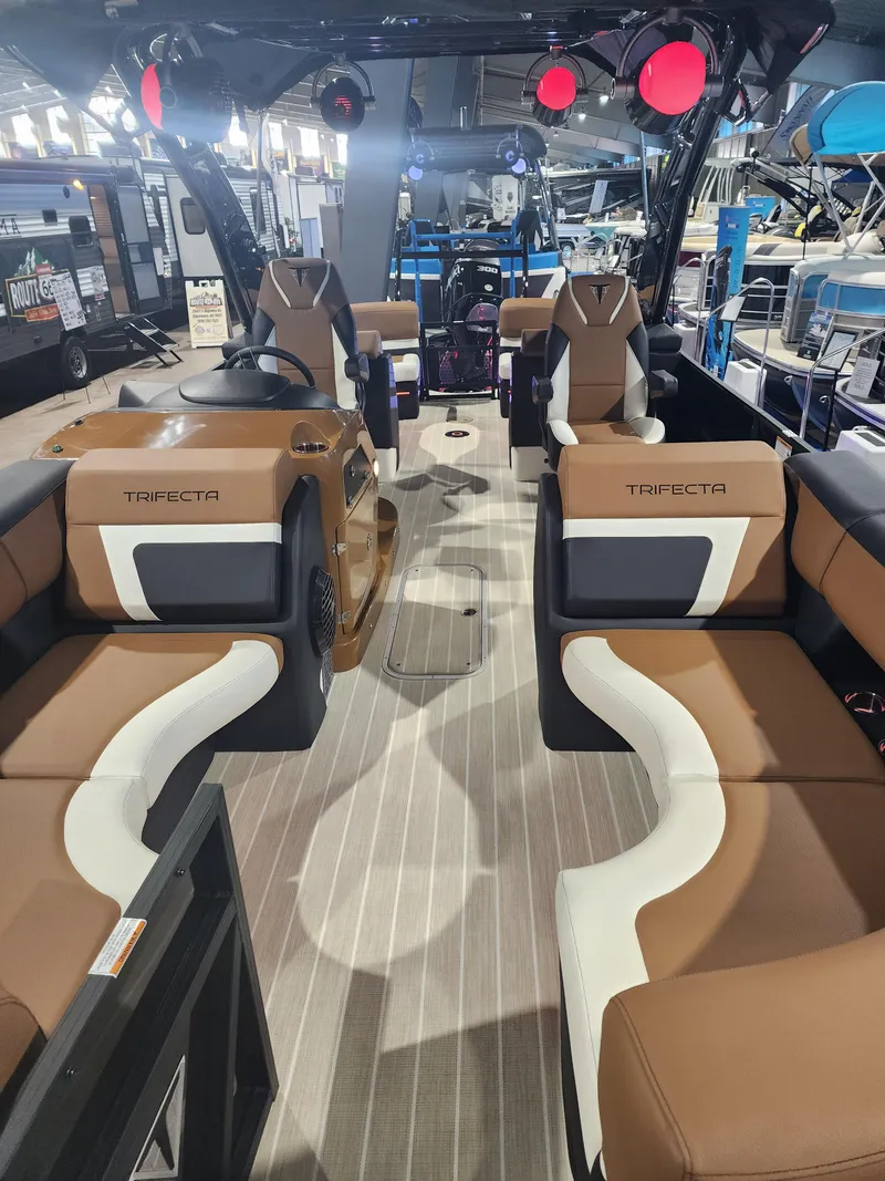 Slide: The Image of 2024 Trifecta 23 RF SS With Arch luxury pontoon boat interior. - 8