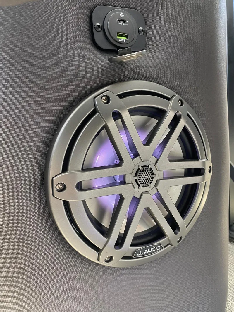 Slide: The Image of Close-up of JL Audio speaker in 2024 Viaggio Diamante 24U boat. - 23