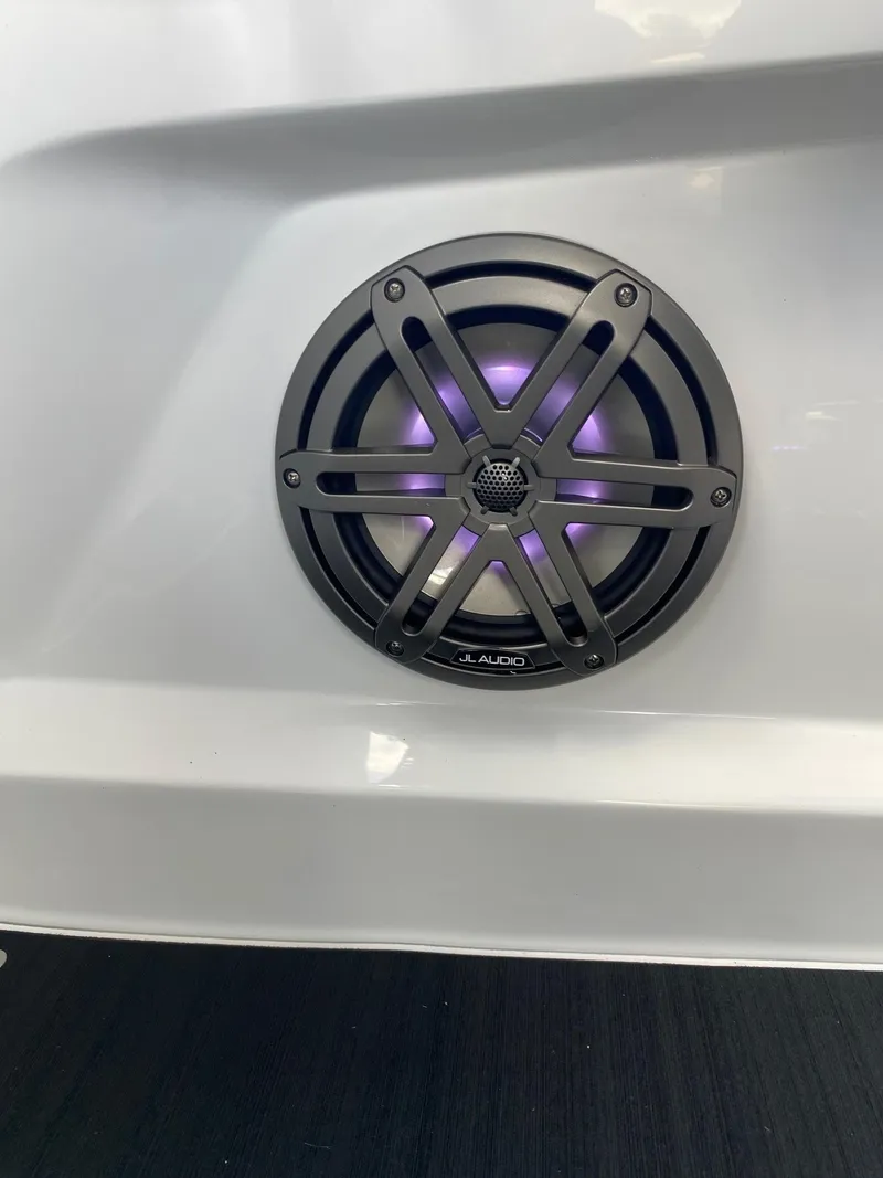 Slide: The Image of 2024 Viaggio Diamante 24U boat speaker with purple LED lighting. - 44