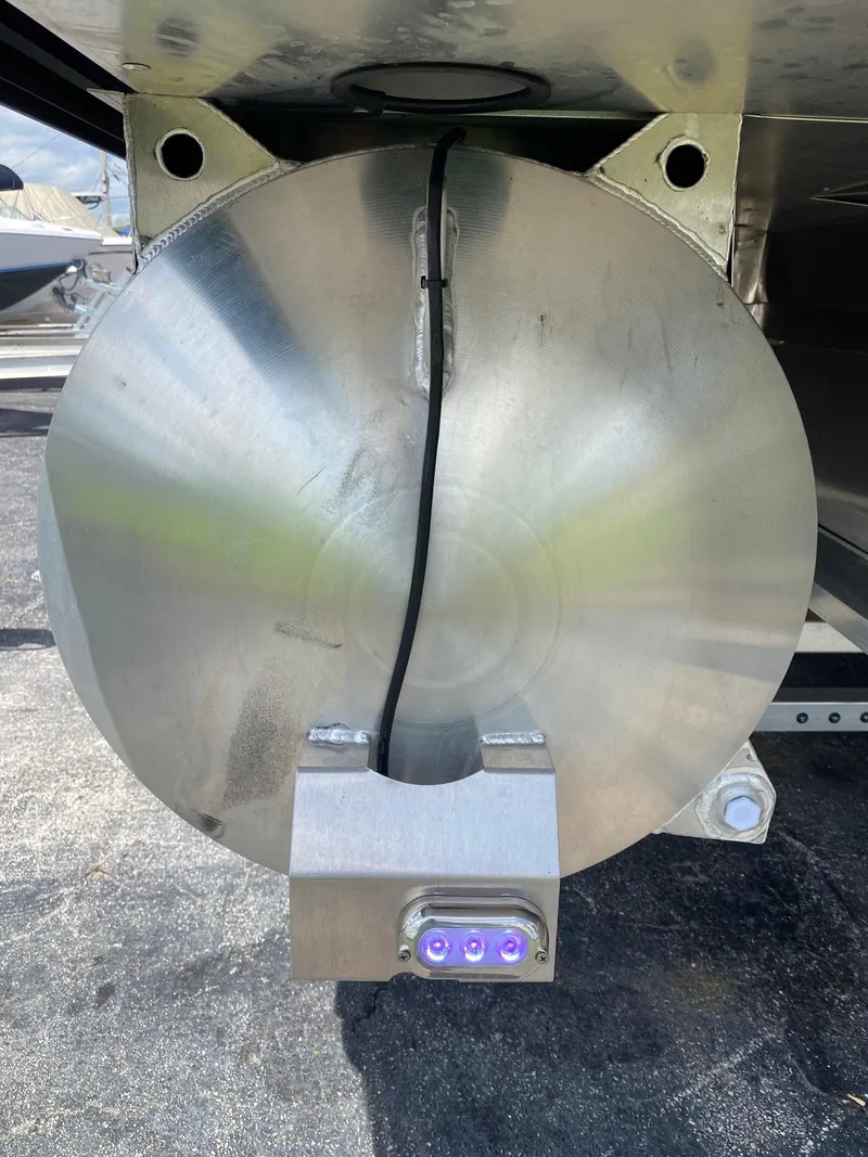 Slide: The Image of Close-up of 2024 Viaggio Diamante 24U pontoon boat's aluminum undercarriage. - 48