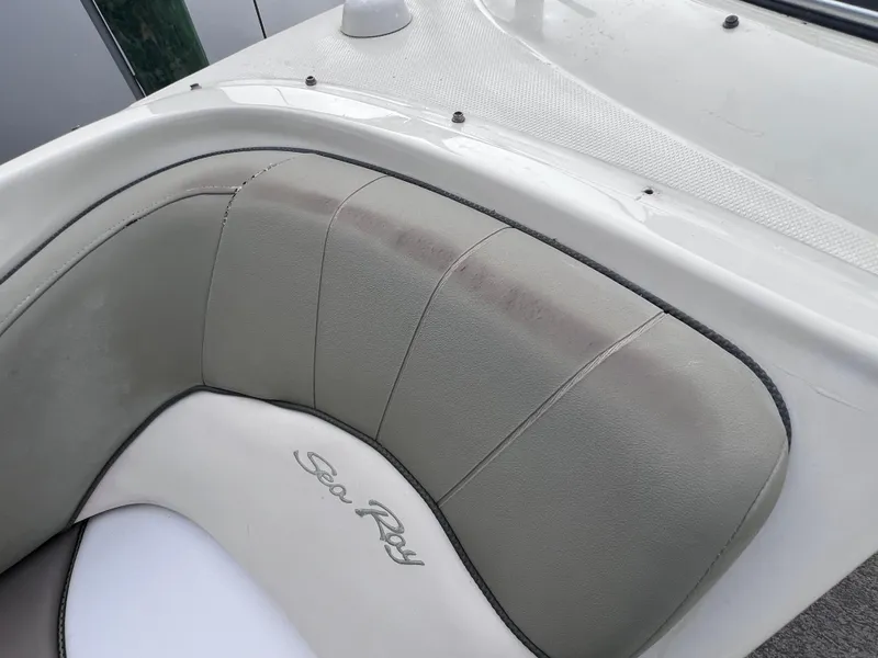 Slide: The Image of Close-up of 2007 Sea Ray 240 Sundeck boat seat with 2023 motor. - 17