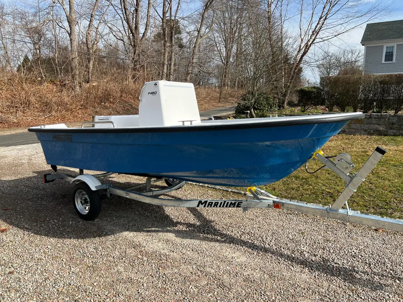 Slide: The Image of New Maritime Boats 1480 Skiff Custom Blue Hull Color - 4