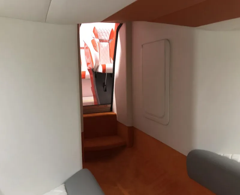 Slide: The Image of Interior cabin of a 2015 Outerlimits SL-50 boat with modern design. - 31