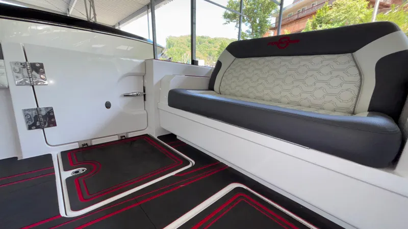 Slide: The Image of 2024 Fountain 43 SCX boat interior with stylish seating and modern design. - 20