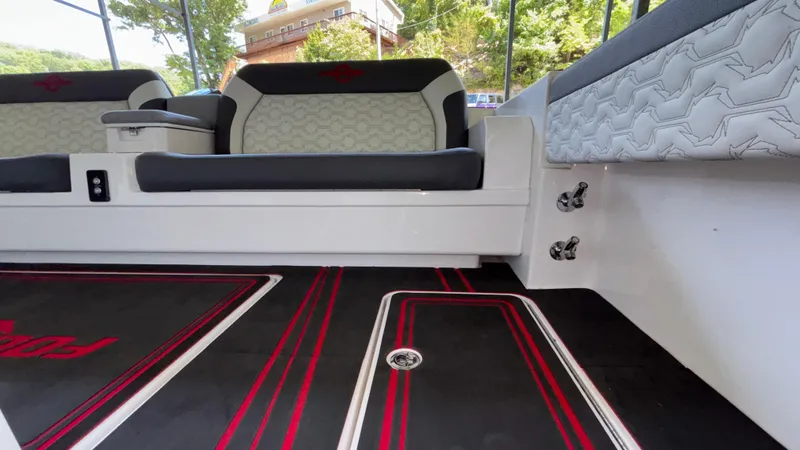 Slide: The Image of 2024 Fountain 43 SCX interior with stylish seating and modern design elements. - 21