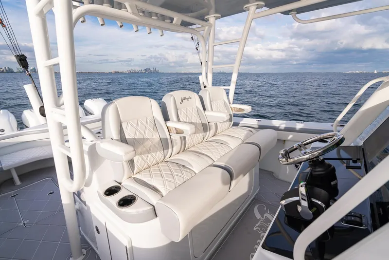 Slide: The Image of Luxurious seating on a 2022 Yellowfin 42 boat with ocean view. - 20