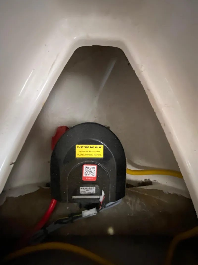 Slide: The Image of 2024 Solara S-250 C electrical component with Lewmar label and wiring. - 29