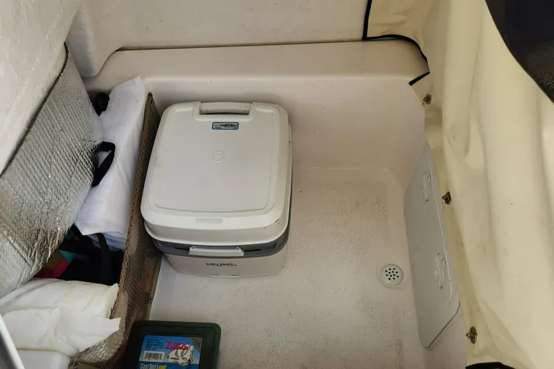 Slide: The Image of Interior storage area of a 2022 Sea Fox 206 Commander boat with cooler and gear. - 21